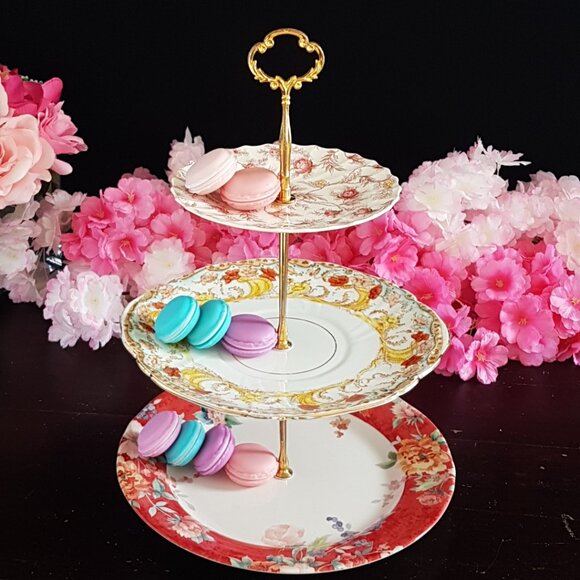 Handmade 3-Tier Cake Stand Mixed Floral Wedding Tea Party Dessert Serving Tray - Picture 5 of 13